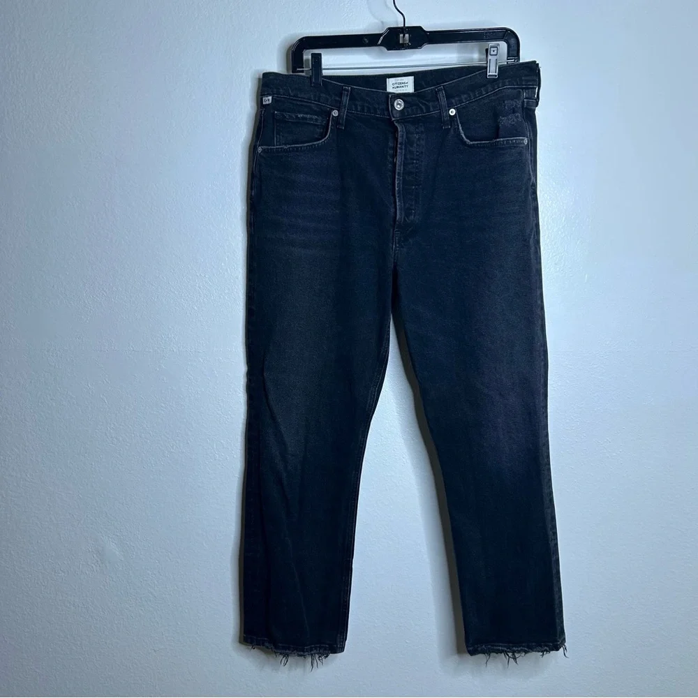 Citizens of Humanity Premium Vintage Black Jolene Distressed Denim Straight Leg